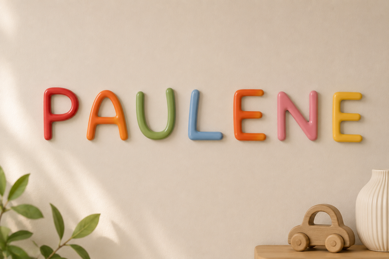 Name letters spelling PAULENE in mixed bright colours