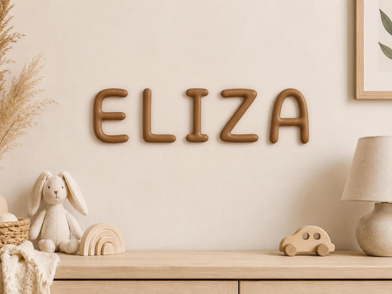 Custom 3D printed Montessori alphabet letters in pastel colours